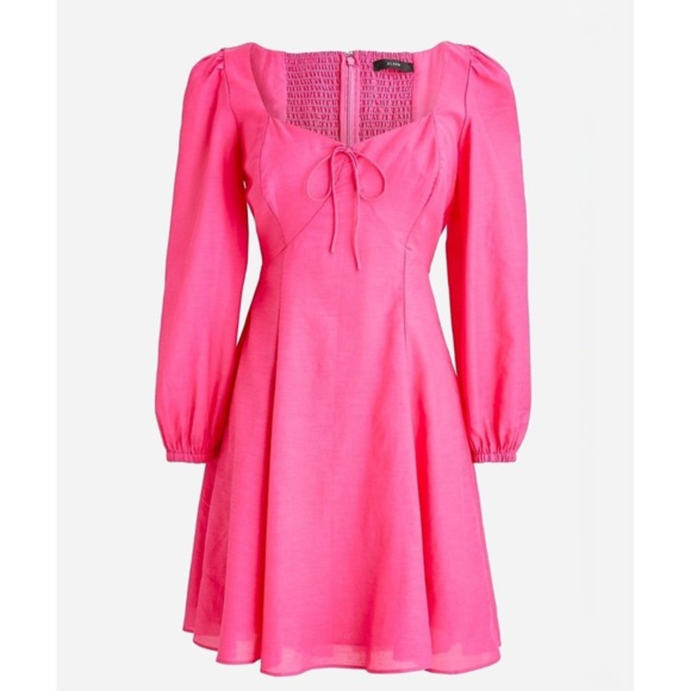 J.Crew Re-Imagined Hot Pink Smocked Back Baba doll Mini Dress Womens 8 Fuchsia - Picture 12 of 12
